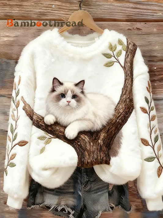 Women’s Retro Animal Art Print Casual Flannel Top A / S