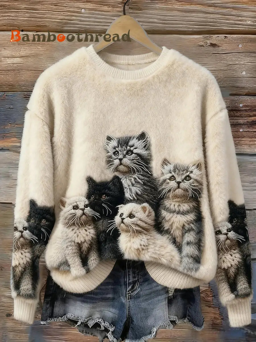 Women’s Retro Animal Art Print Casual Flannel Top A / S