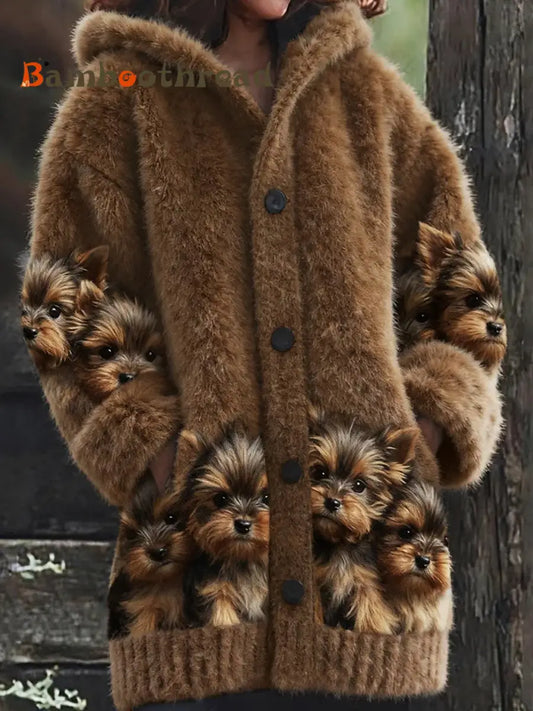 Women’s Retro Animal Art Print Comfortable Flannel Cardigan A / S