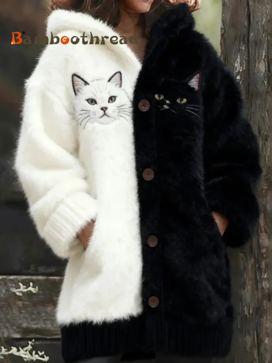 Women’s Retro Animal Art Print Comfortable Flannel Cardigan A / S