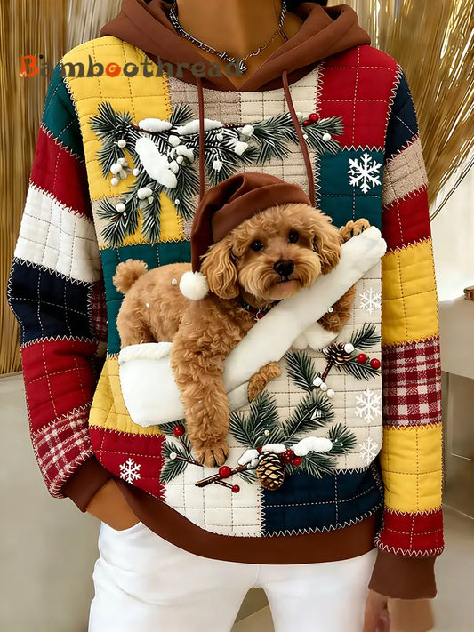 Women’s Retro Animal Art Print Comfortable Flannel Hooded Sweatshirt A / S