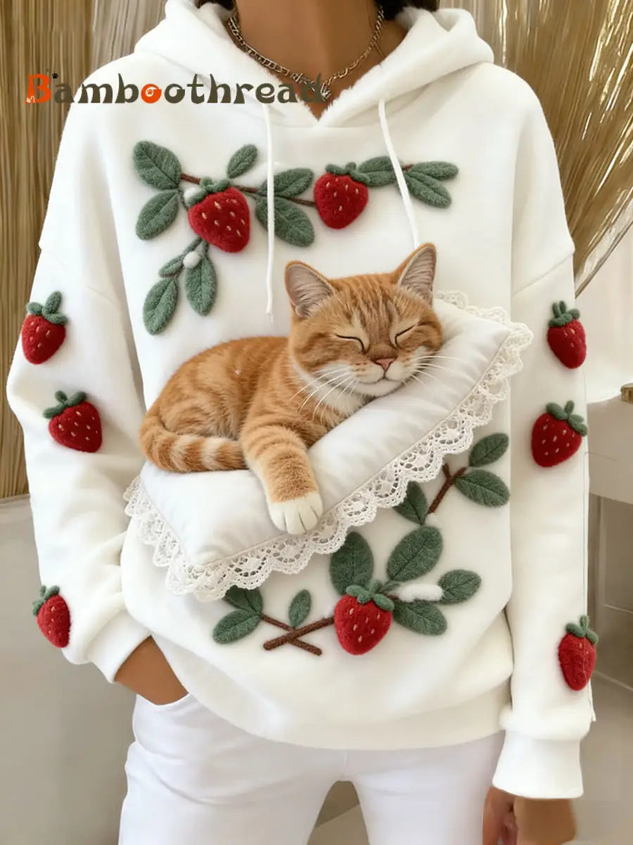 Women’s Retro Animal Art Print Comfortable Flannel Hooded Sweatshirt A / S