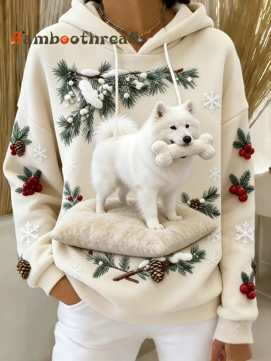 Women’s Retro Animal Art Print Comfortable Flannel Hooded Sweatshirt A / S