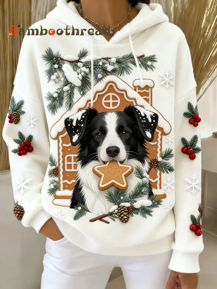 Women’s Retro Animal Art Print Comfortable Flannel Hooded Sweatshirt A / S