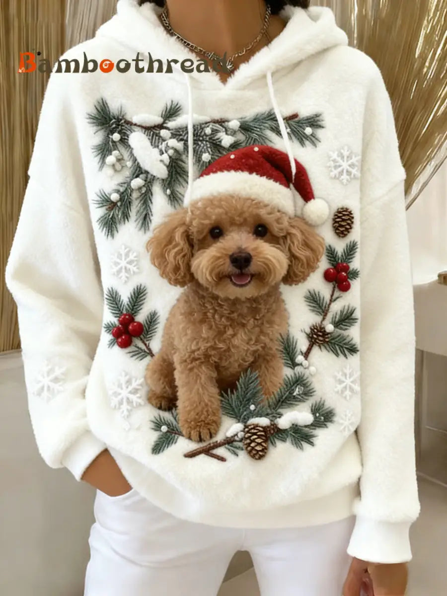 Women’s Retro Animal Art Print Comfortable Flannel Hooded Sweatshirt A / S