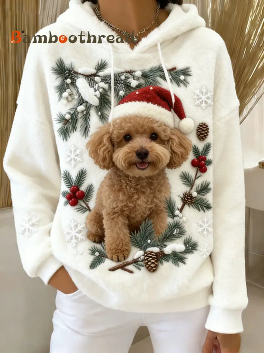 Women’s Retro Animal Art Print Comfortable Flannel Hooded Sweatshirt A / S