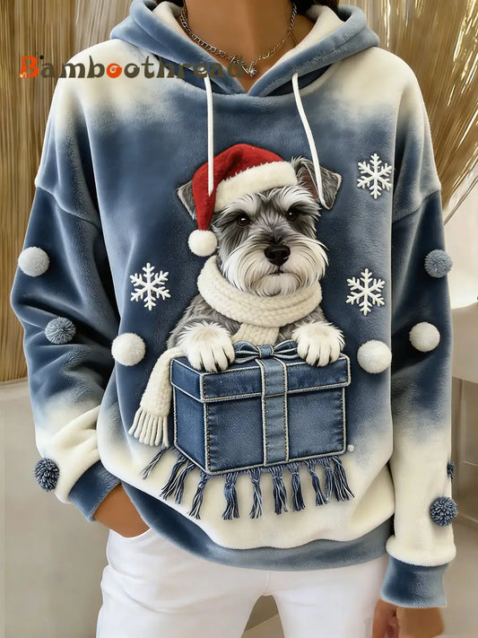 Women’s Retro Animal Art Print Comfortable Flannel Hooded Sweatshirt A / S