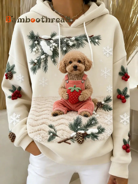 Women’s Retro Animal Art Print Comfortable Flannel Hooded Sweatshirt A / S