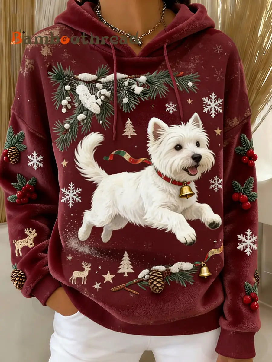 Women’s Retro Animal Art Print Comfortable Flannel Hooded Sweatshirt A / S