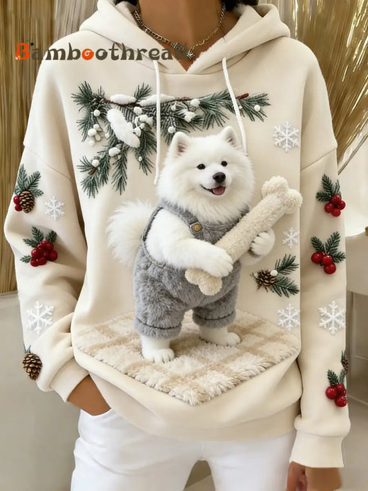 Women’s Retro Animal Art Print Comfortable Flannel Hooded Sweatshirt A / S