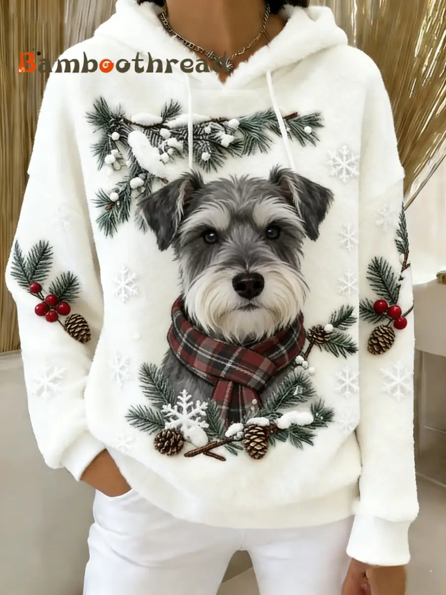 Women’s Retro Animal Art Print Comfortable Flannel Hooded Sweatshirt A / S