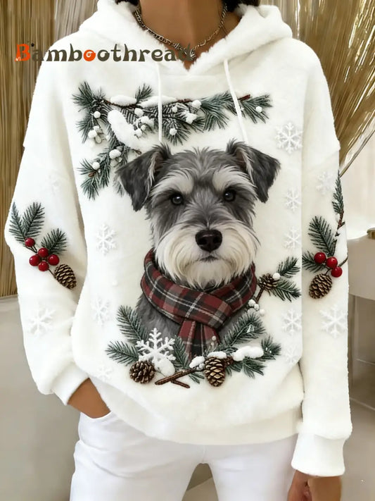 Women’s Retro Animal Art Print Comfortable Flannel Hooded Sweatshirt A / S