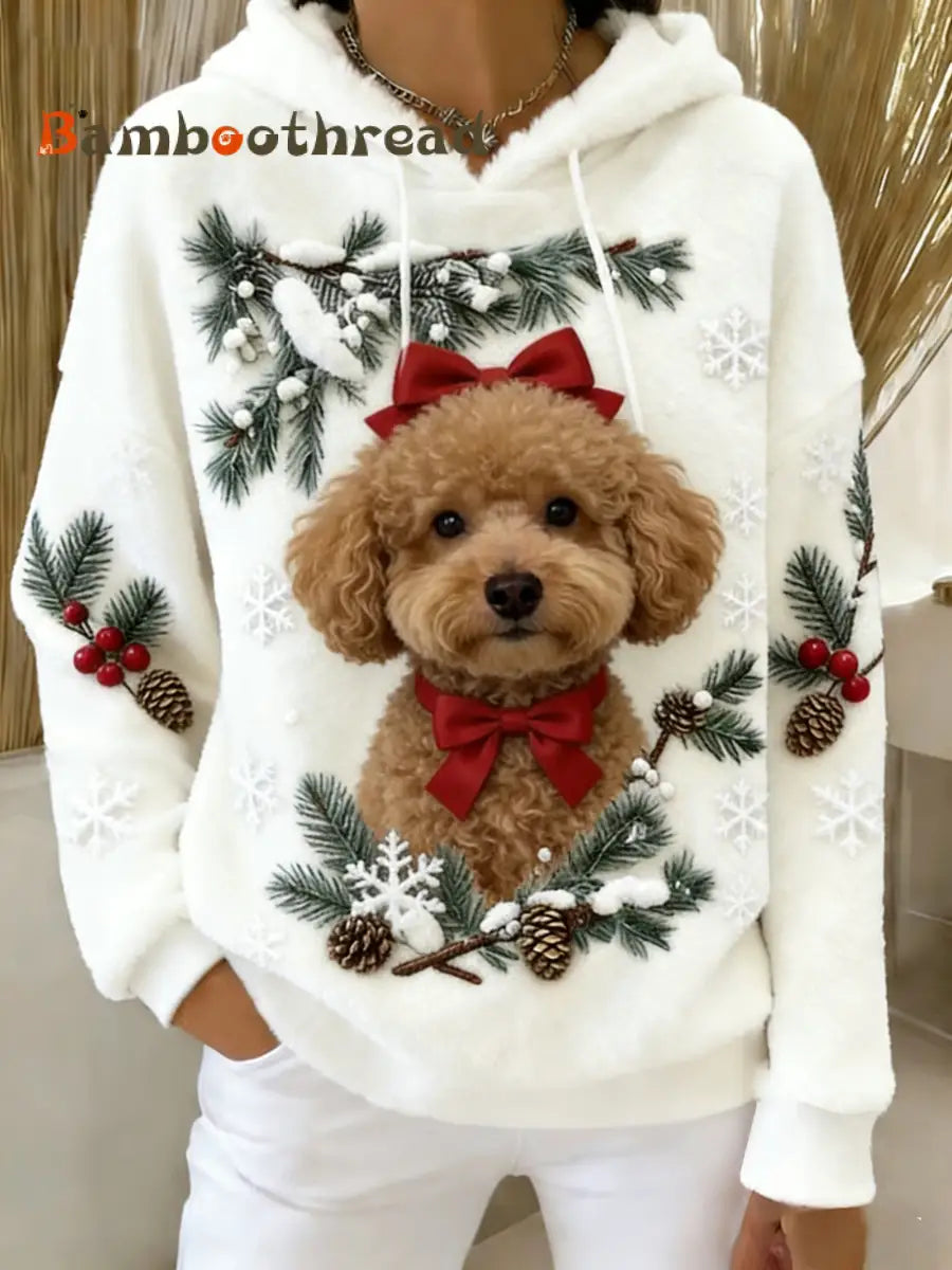 Women’s Retro Animal Art Print Comfortable Flannel Hooded Sweatshirt A / S