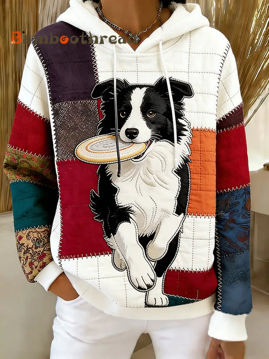 Women’s Retro Animal Art Print Comfortable Flannel Hooded Sweatshirt A / S