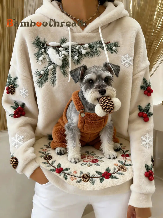 Women’s Retro Animal Art Print Comfortable Flannel Hooded Sweatshirt A / S