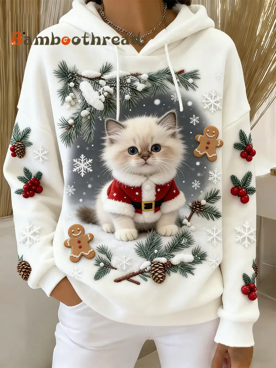 Women’s Retro Animal Art Print Comfortable Flannel Hooded Sweatshirt A / S