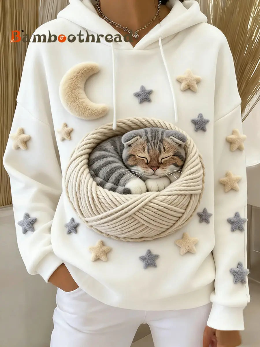 Women’s Retro Animal Art Print Comfortable Flannel Hooded Sweatshirt A / S