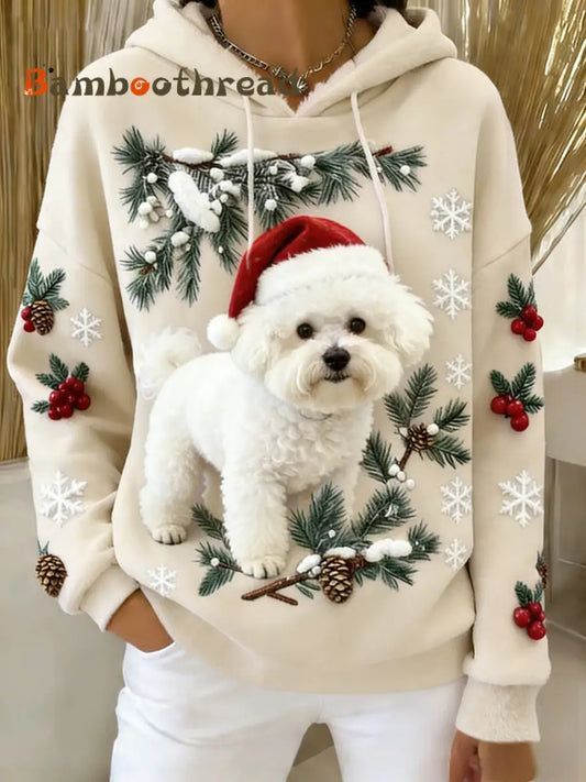 Women’s Retro Animal Art Print Comfortable Flannel Hooded Sweatshirt A / S