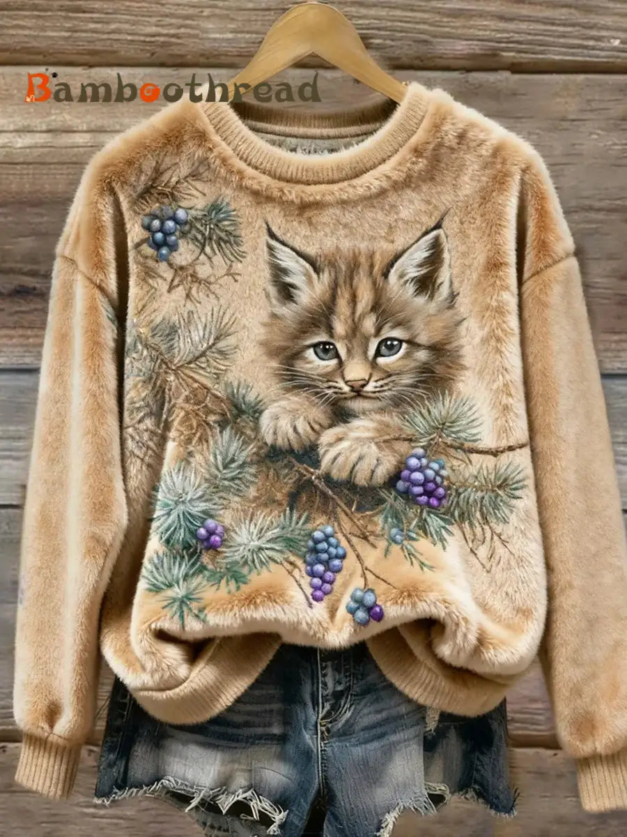 Women’s Retro Animal Art Print Comfortable Flannel Jacket A / S