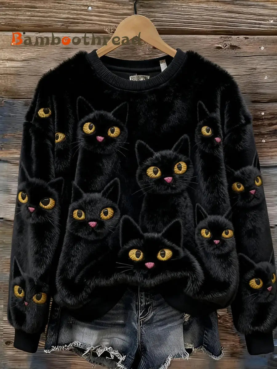 Women’s Retro Animal Art Print Comfortable Flannel Sweatshirt A / S