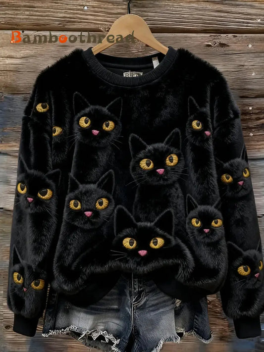 Women’s Retro Animal Art Print Comfortable Flannel Sweatshirt A / S