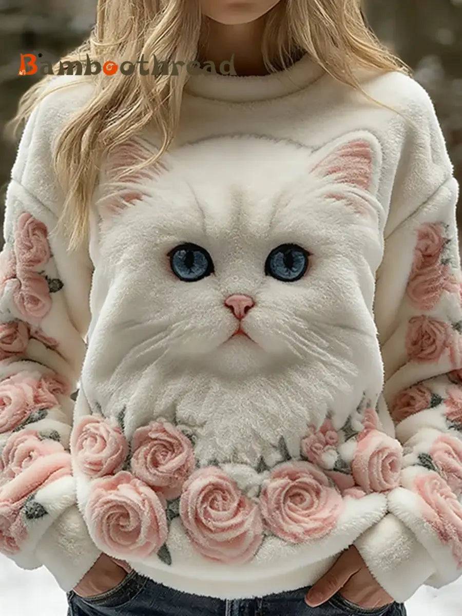 Women’s Retro Animal Art Print Comfortable Flannel Top A / S