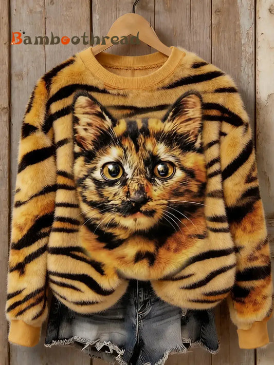 Women’s Retro Animal Art Print Comfortable Flannel Top A / S