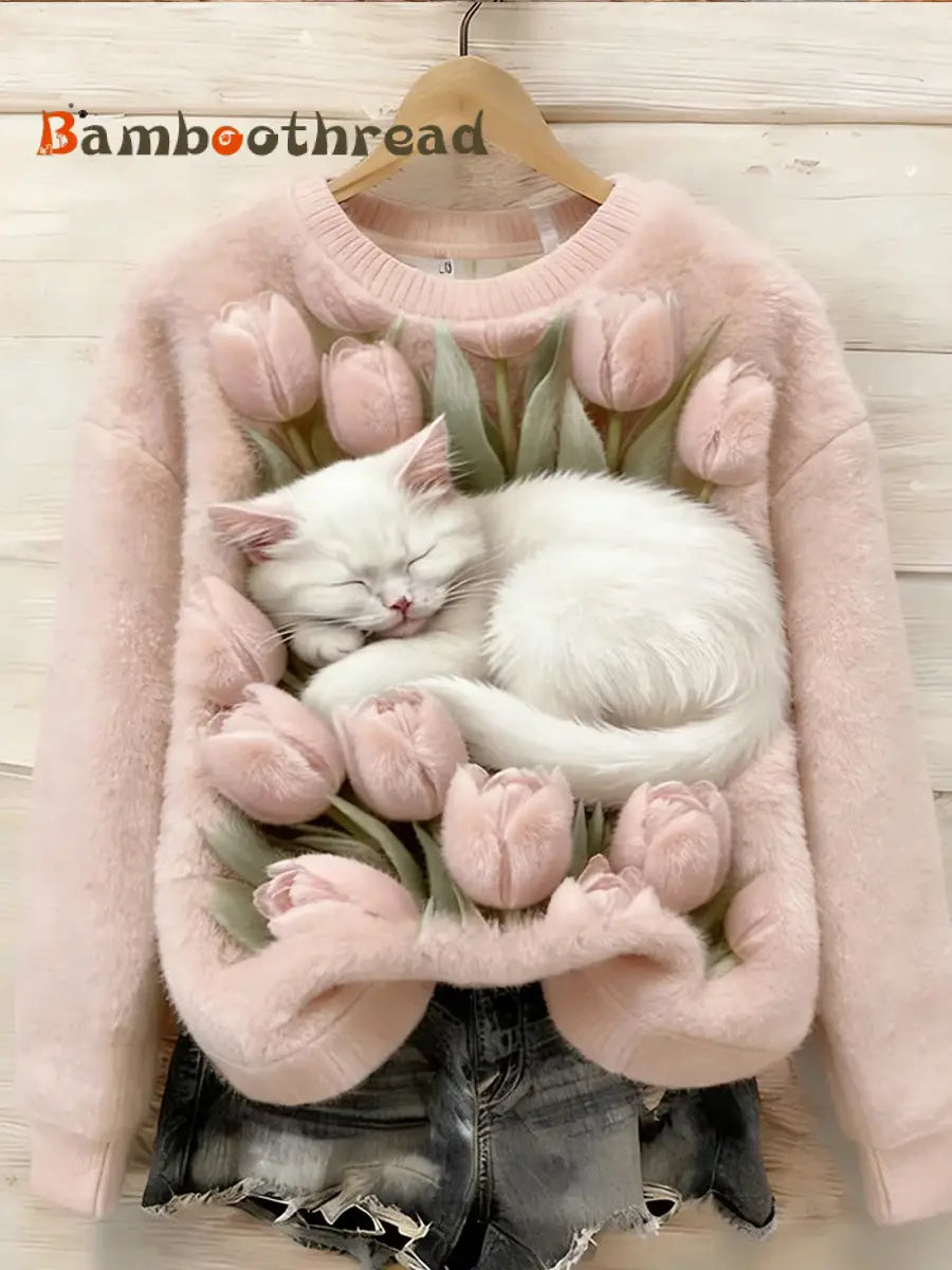 Women’s Retro Animal Art Print Comfortable Flannel Top A / S