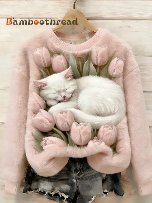 Women’s Retro Animal Art Print Comfortable Flannel Top A / S