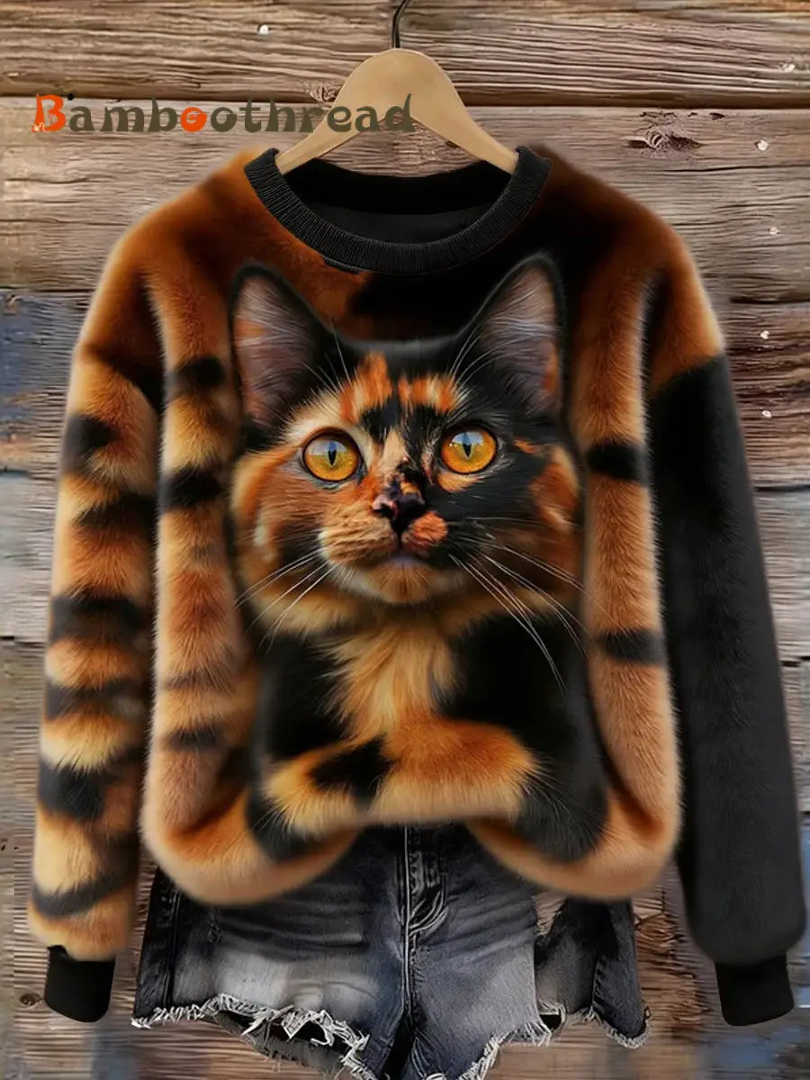 Women’s Retro Animal Art Print Comfortable Flannel Top A / S