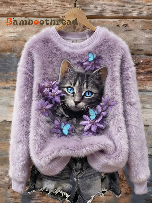 Women’s Retro Animal Art Print Comfortable Flannel Top A / S