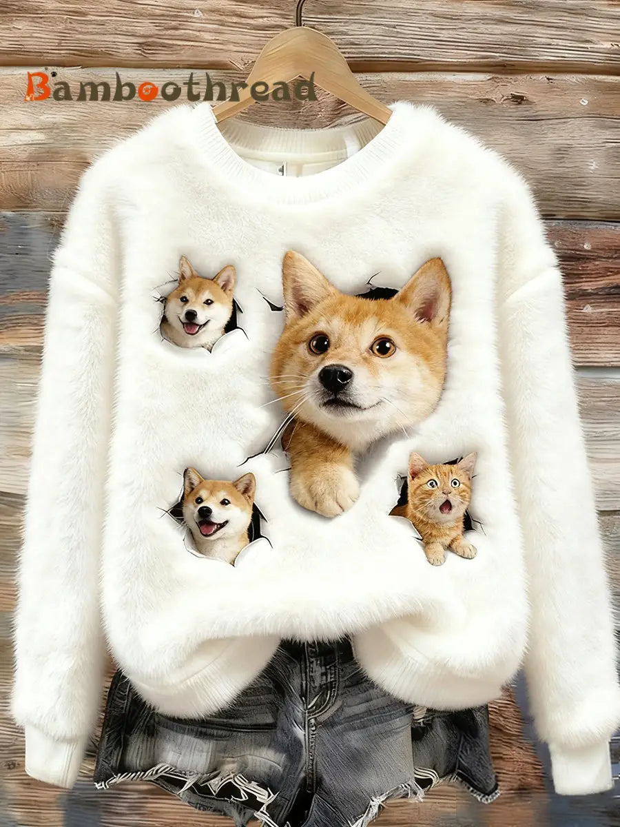 Women’s Retro Animal Art Print Comfortable Flannel Top A / S