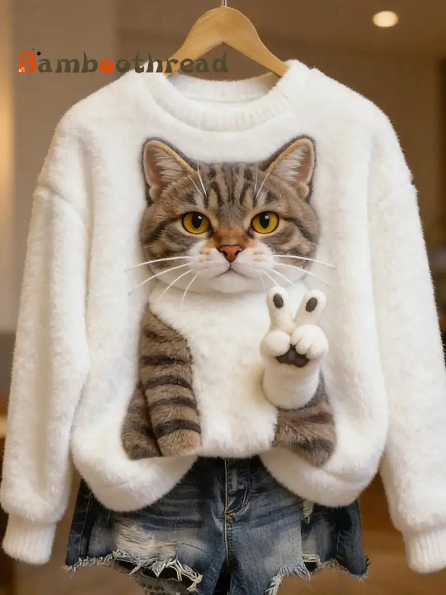 Women’s Retro Animal Art Print Comfortable Flannel Top A / S