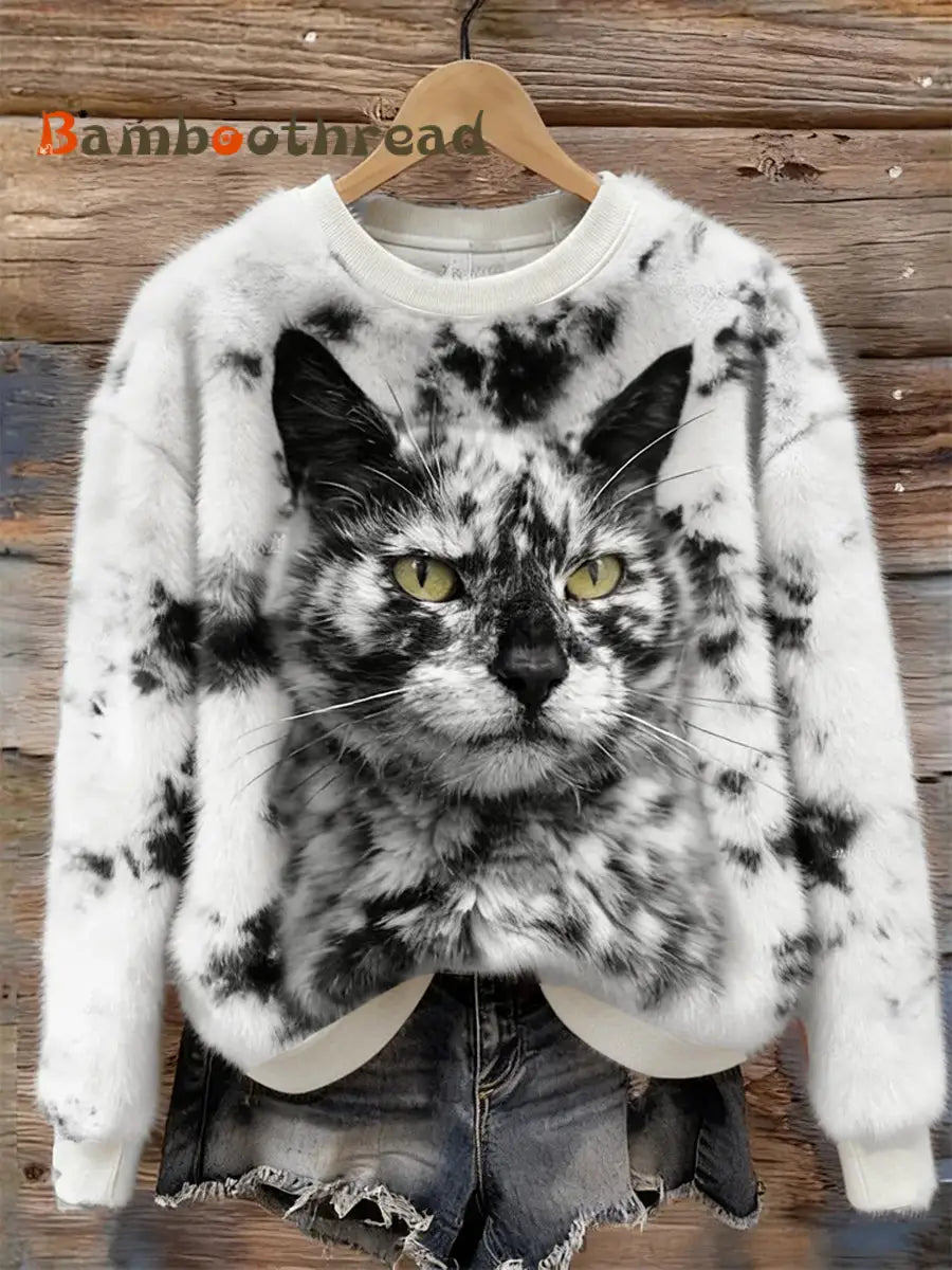 Women’s Retro Animal Art Print Comfortable Flannel Top A / S