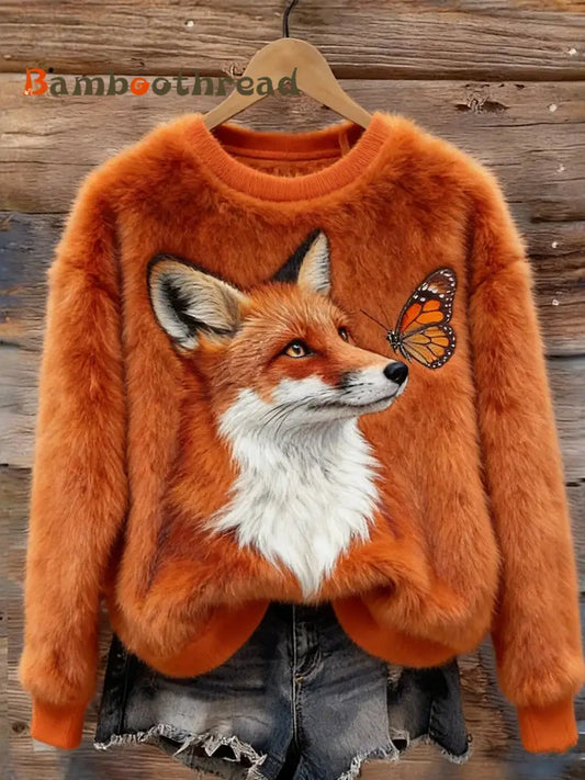 Women’s Retro Animal Art Print Comfortable Flannel Top A / S