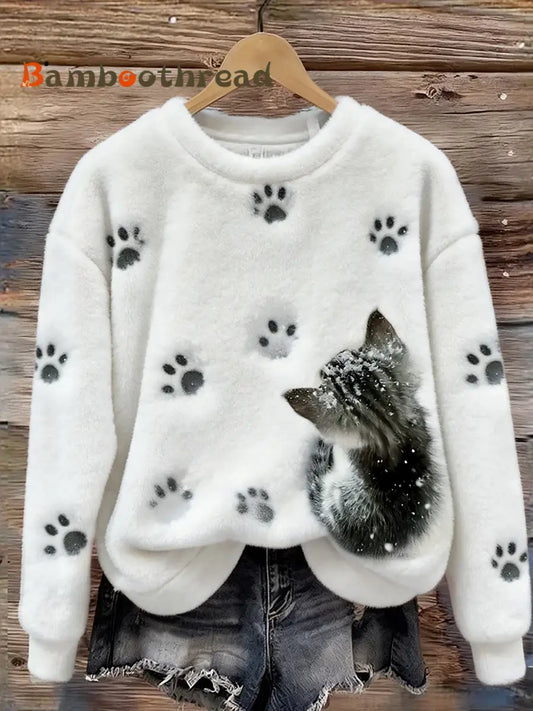 Women’s Retro Animal Art Print Comfortable Flannel Top A / S