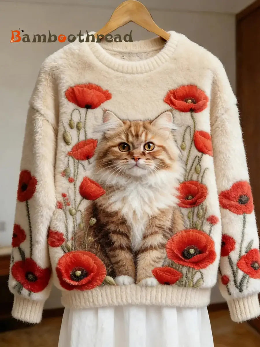 Women’s Retro Animal Art Print Comfortable Flannel Top A / S