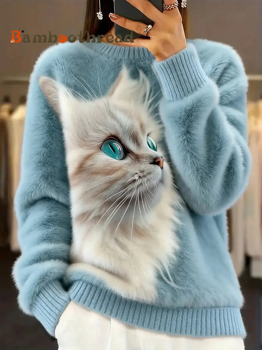 Women’s Retro Animal Art Print Comfortable Flannel Top A / S