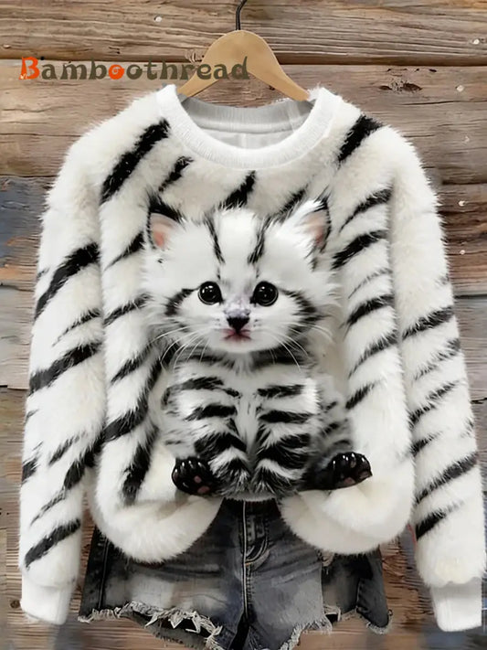 Women’s Retro Animal Art Print Comfortable Flannel Top A / S