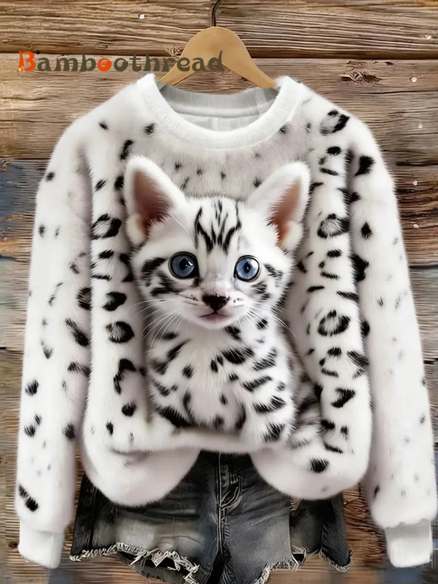 Women’s Retro Animal Art Print Comfortable Flannel Top A / S