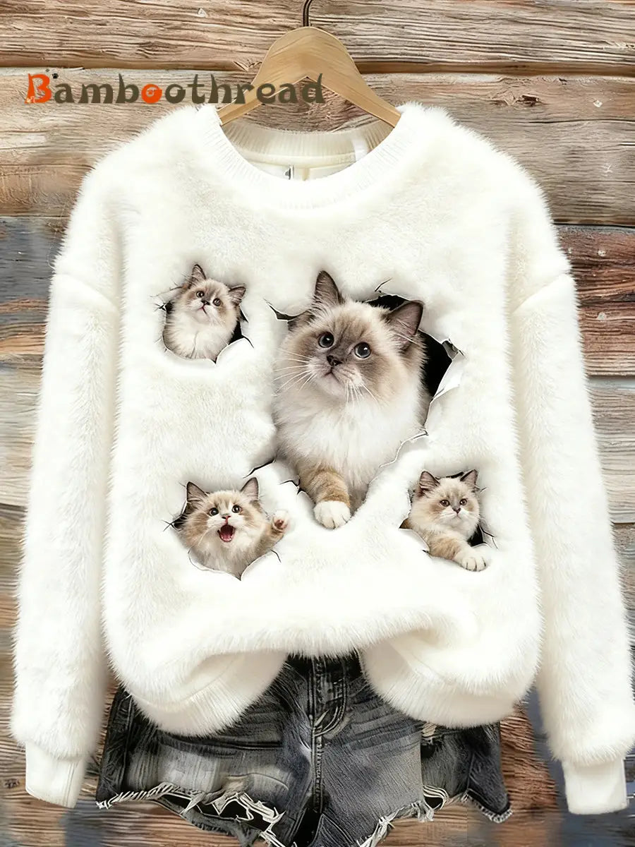 Women’s Retro Animal Art Print Comfortable Flannel Top A / S