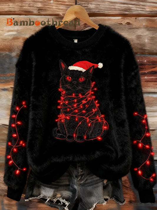 Women’s Retro Animal Christmas Art Print Casual Comfort Flannel Top A / S