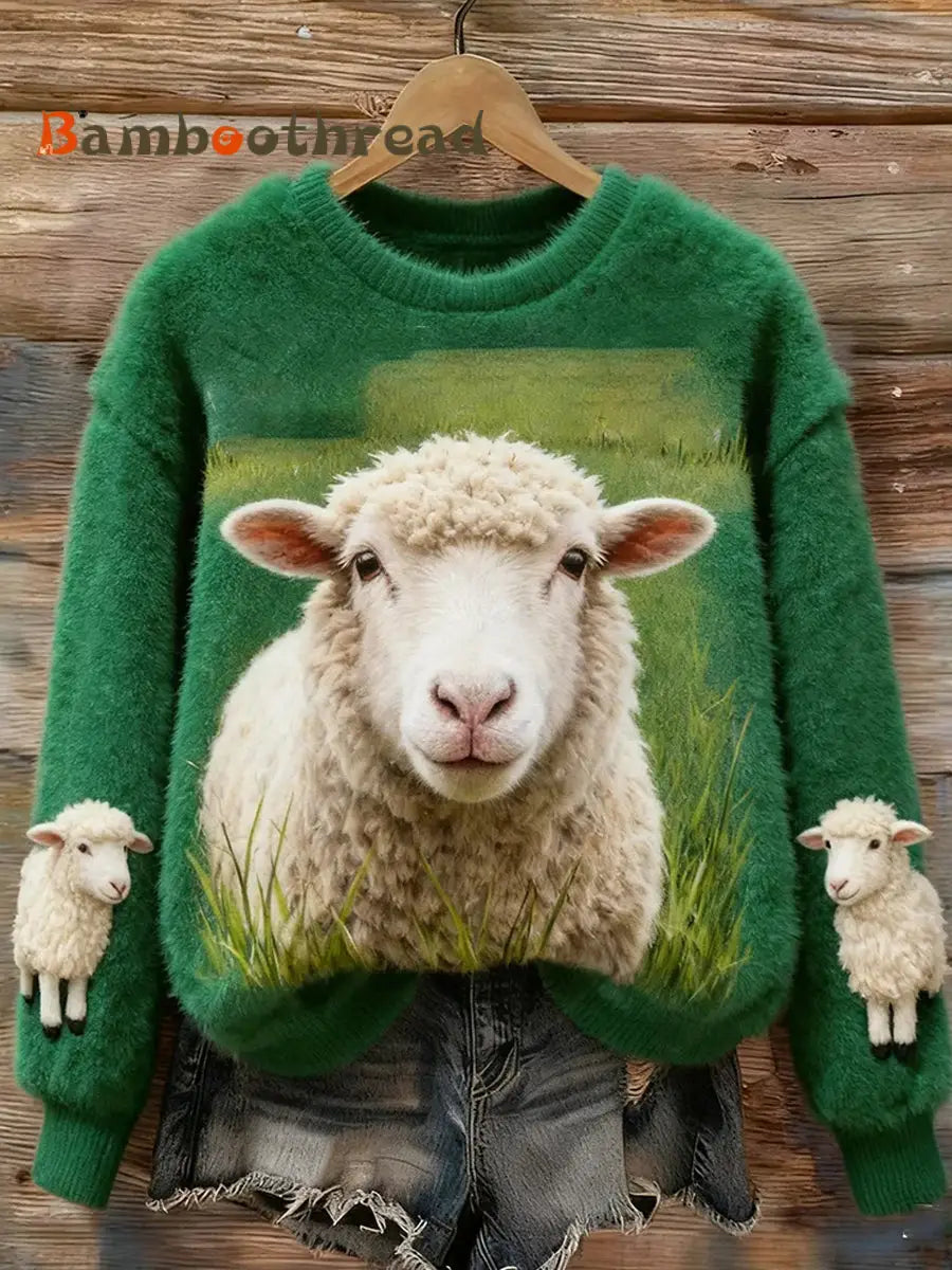 Women’s Retro Animal Christmas Art Print Casual Comfort Flannel Top A / S