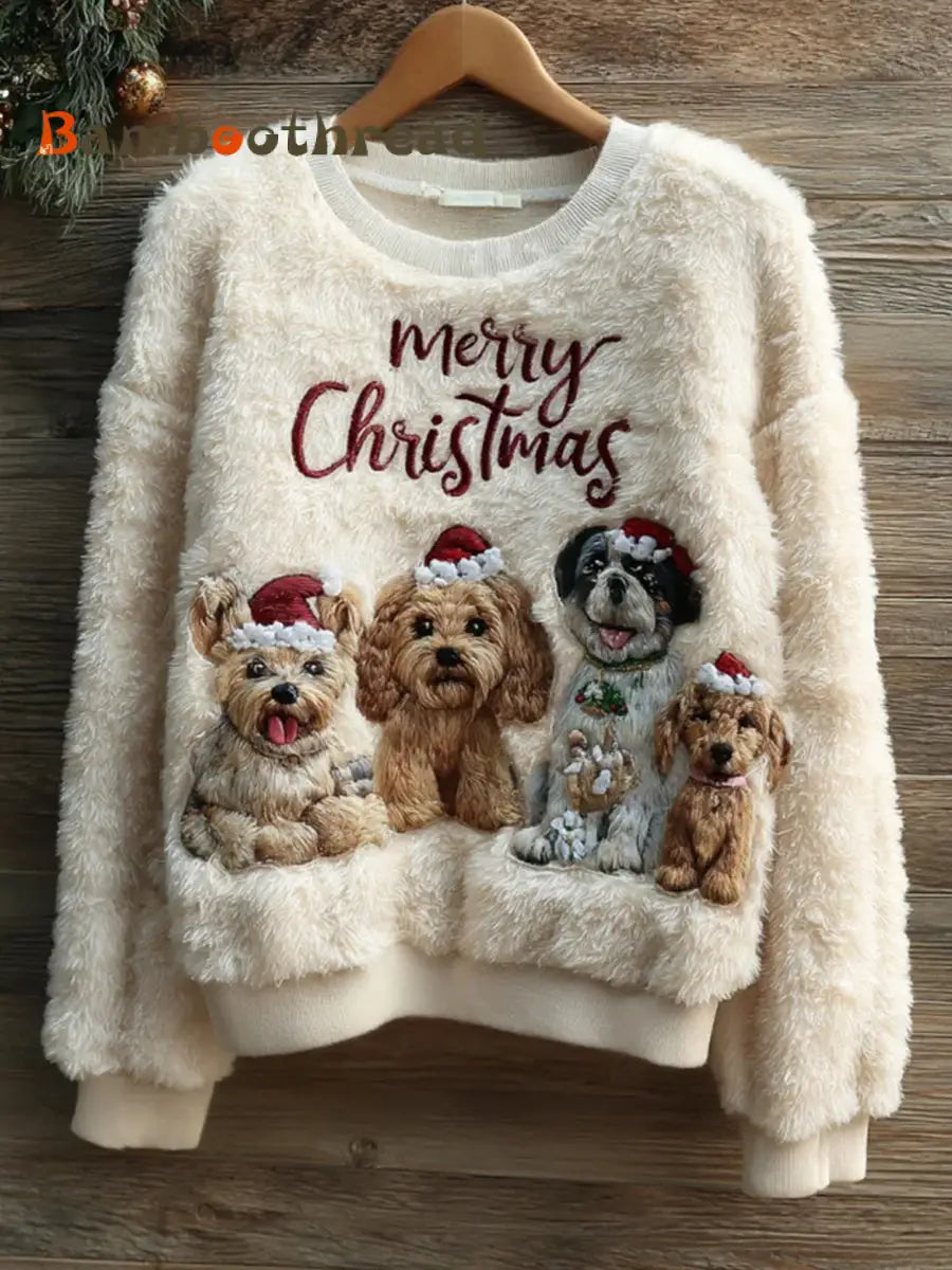 Women’s Retro Animal Christmas Art Print Casual Comfort Flannel Top A / S