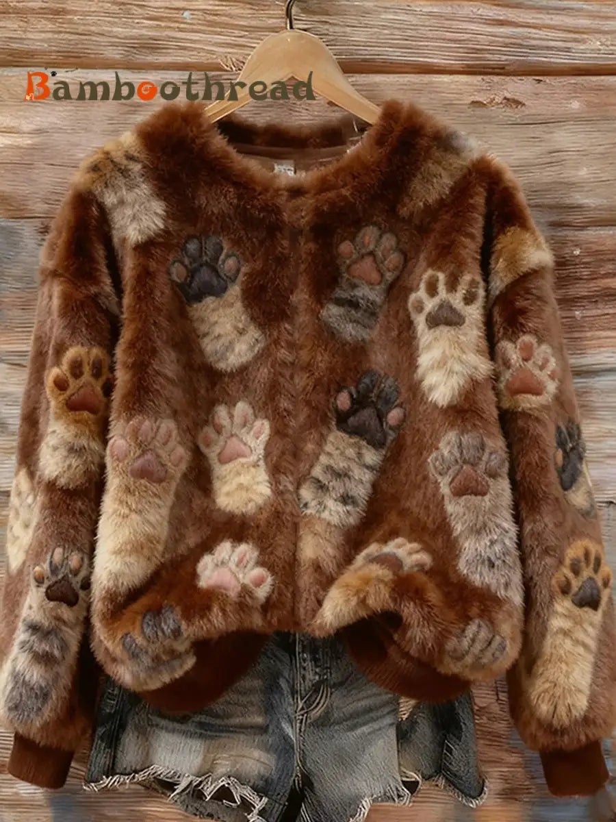 Women’s Retro Animal Christmas Art Print Casual Comfort Flannel Top A / S