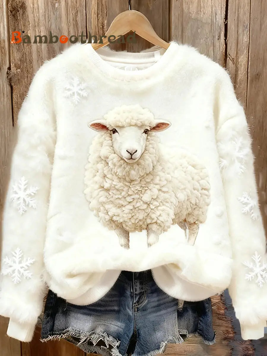 Women’s Retro Animal Christmas Art Print Casual Comfort Flannel Top A / S