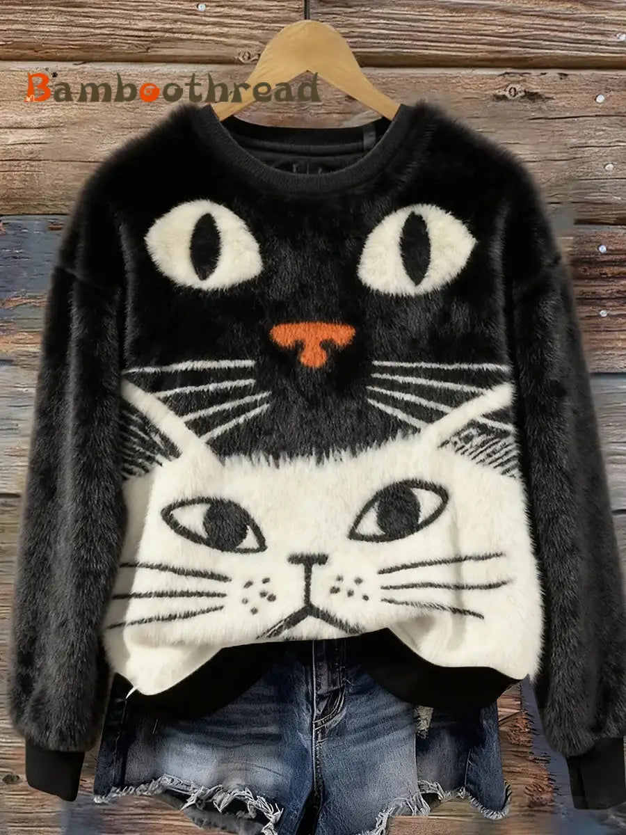 Women’s Retro Animal Christmas Art Print Casual Comfort Flannel Top A / S