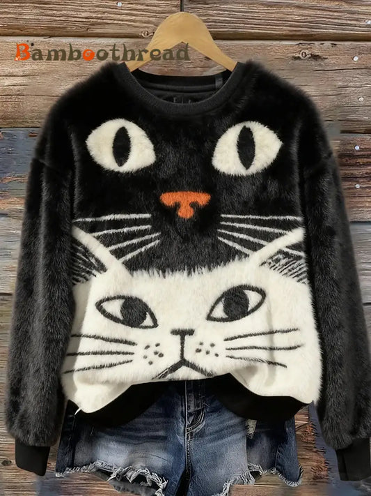 Women’s Retro Animal Christmas Art Print Casual Comfort Flannel Top A / S