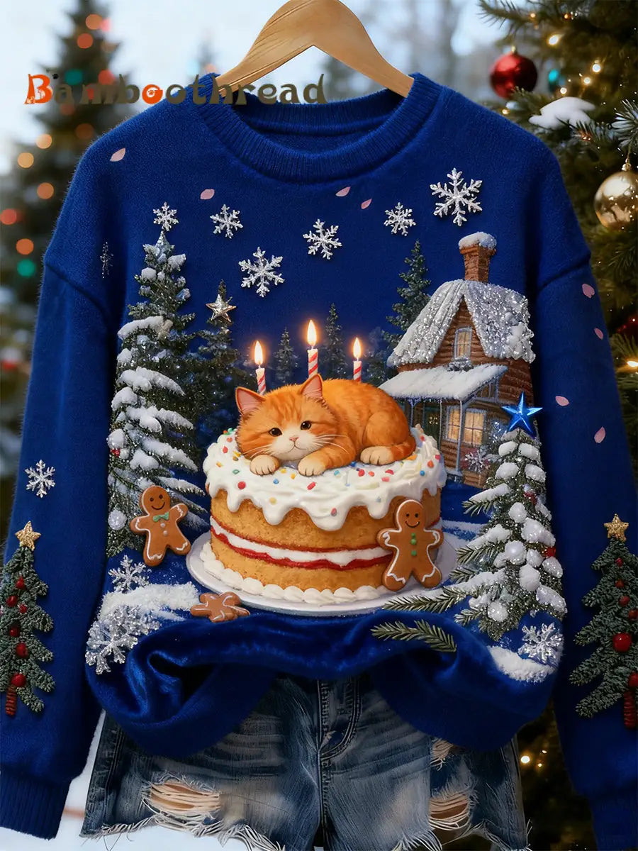 Women’s Retro Animal Christmas Art Print Casual Flannel Top A / S