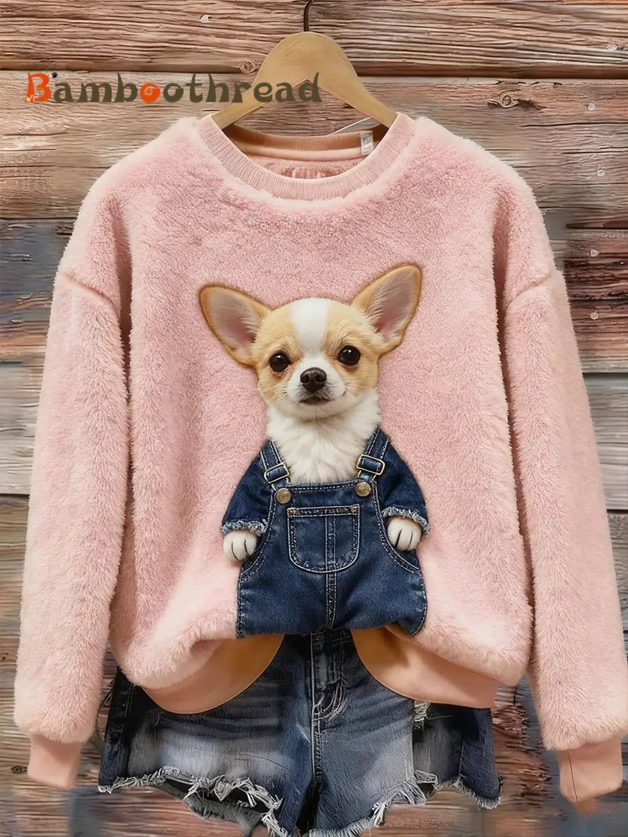 Women’s Retro Animal Christmas Art Print Casual Flannel Top A / S